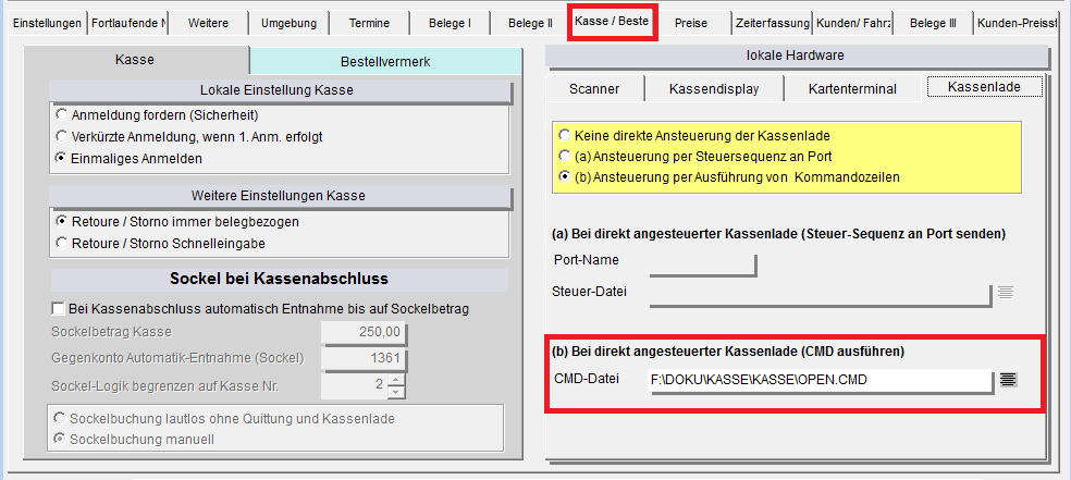 Einstellungen_Kassenlade