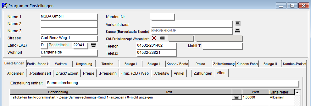 Einstellungen_Sammelrechnung