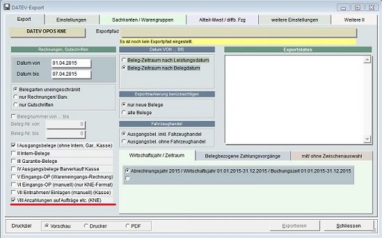 Anzahlungen Datev Export